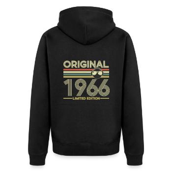 1966 - Unisex Premium Bio Zip Hoodie - Schwarz - Hinten - Nico (187cm)