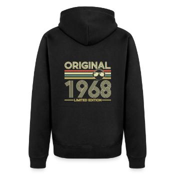 1968 - Unisex Premium Bio Zip Hoodie - Schwarz - Hinten - Nico (187cm)