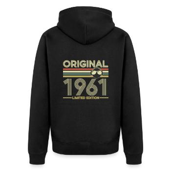 1961 - Unisex Premium Organic Zip Hoodie - black - Back - Nico (187cm)