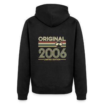 2006 - Unisex Premium Bio Zip Hoodie - Schwarz - Hinten - Nico (187cm)