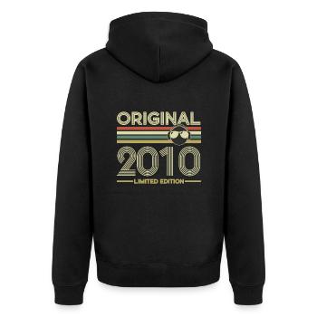2010 - Unisex Premium Bio Zip Hoodie - Schwarz - Hinten - Nico (187cm)