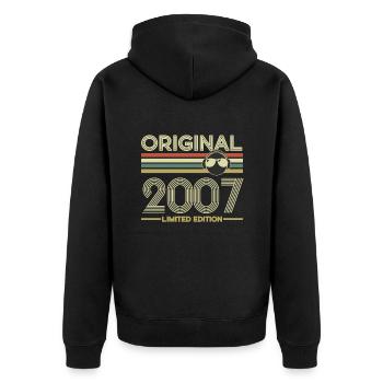 2007 - Unisex Premium Bio Zip Hoodie - Schwarz - Hinten - Nico (187cm)
