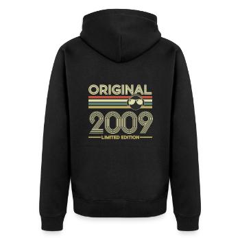 2009 - Unisex Premium Organic Zip Hoodie - black - Back - Nico (187cm)