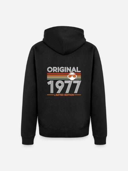 1977 - Unisex Premium Organic Zip Hoodie - black