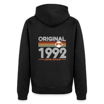 1992 - Unisex Premium Bio Zip Hoodie - Schwarz - Hinten - Nico (187cm)