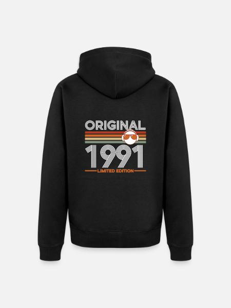 1991 - Unisex Premium Organic Zip Hoodie - black