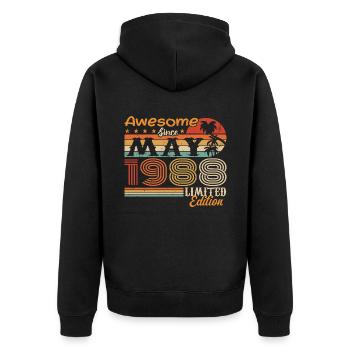 Mai 1988 - Millésime 1988 Jubilé - Mai 1988 - Veste à capuche bio Premium Unisexe - noir - Dos - Nico (187cm)