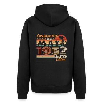May 1952 - Vintage 1952 Jubilee - May 1952 - Unisex Premium Organic Zip Hoodie - black - Back - Nico (187cm)