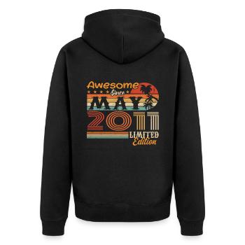 May 2011 - Vintage 2011 Anniversary - May 2011 - Unisex Premium Organic Zip Hoodie - black - Back - Nico (187cm)