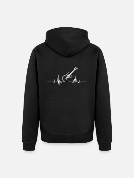 Musik Gitarre Gitarre Herzschlag Instrument Gitarre - Unisex Premium Bio Zip Hoodie - Schwarz