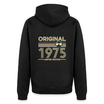 1975 - Unisex Premium Organic Zip Hoodie - black - Back - Nico (187cm)