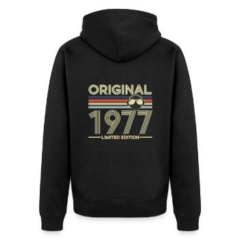 1977 - Unisex Premium Organic Zip Hoodie - black - Back - Nico (187cm)