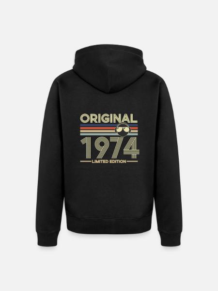 1974 - Unisex Premium Organic Zip Hoodie - black