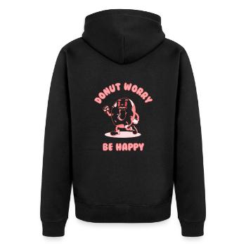 Krapfen - Unisex Premium Bio Zip Hoodie - Schwarz - Hinten - Nico (187cm)