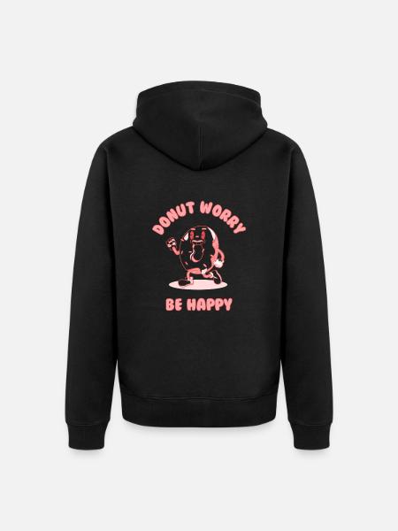 Doughnut - Unisex Premium Organic Zip Hoodie - black