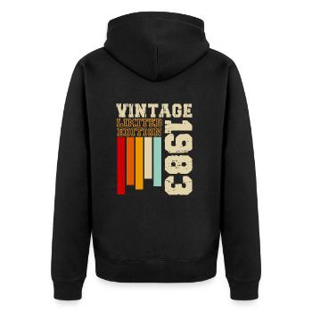1983 - Unisex Premium Organic Zip Hoodie - black - Back - Nico (187cm)