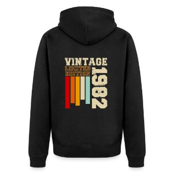 1982 - Unisex Premium Organic Zip Hoodie - black - Back - Nico (187cm)