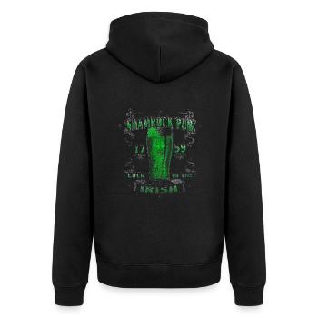 Grün Shirt Irish Pub Glück Kleeblatt Bier - Unisex Premium Bio Zip Hoodie - Schwarz - Hinten - Nico (187cm)
