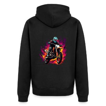 Motocross Dirt Bike Flame - Veste à capuche bio Premium Unisexe - noir - Dos - Nico (187cm)