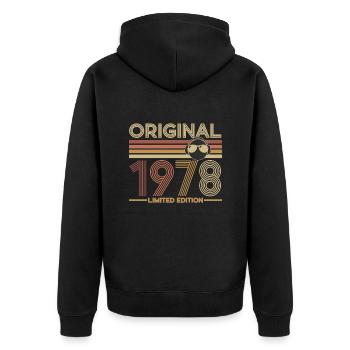 1978 - Unisex Premium Organic Zip Hoodie - black - Back - Nico (187cm)