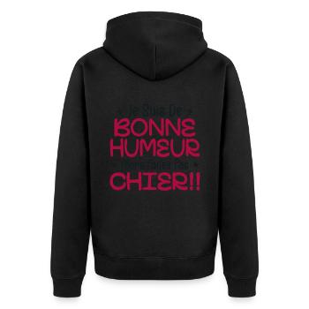 I'm in a good mood so don't piss off! - Unisex Premium Organic Zip Hoodie - black - Back - Nico (187cm)