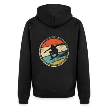 Skateboarding Tricks Skater Skateboard - Unisex Premium Bio Zip Hoodie - Schwarz - Hinten - Nico (187cm)
