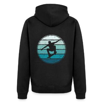 Skateboarding Skaten Skater Tricks Skateboard - Unisex Premium Bio Zip Hoodie - Schwarz - Hinten - Nico (187cm)