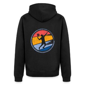 Padel Spieler Padelspieler Padel-Tennis - Unisex Premium Bio Zip Hoodie - Schwarz - Hinten - Nico (187cm)