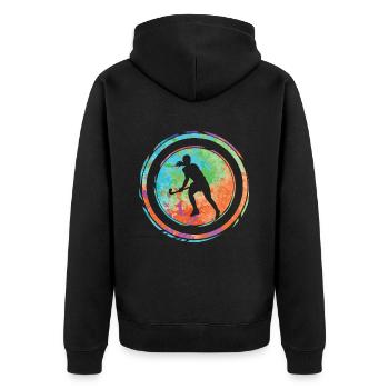 Field Hockey Player Girls Hockey - Unisex Premium Organic Zip Hoodie - black - Back - Nico (187cm)