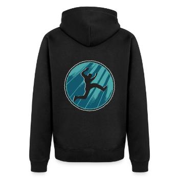 Parkour Freerunner Sprung Freerunning - Unisex Premium Bio Zip Hoodie - Schwarz - Hinten - Nico (187cm)