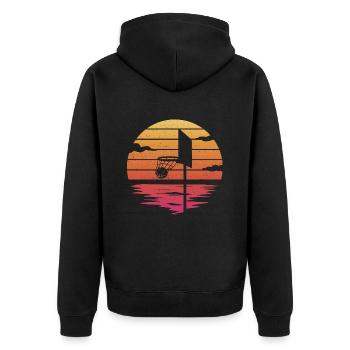 Basketball Hoop Retro Basketball Player - Unisex Premium Organic Zip Hoodie - black - Back - Nico (187cm)