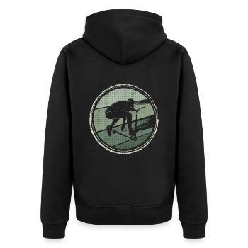 Scooter Tricks E-Roller Stunt Scooter - Unisex Premium Bio Zip Hoodie - Schwarz - Hinten - Nico (187cm)