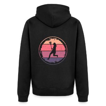 Lacrosse Spielerin Frauen Lacrosse - Unisex Premium Bio Zip Hoodie - Schwarz - Hinten - Nico (187cm)