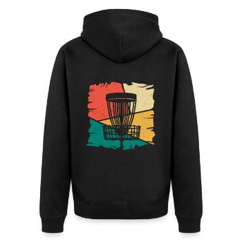 Disc Golf Spieler Discgolfer Vintage Discgolf - Unisex Premium Bio Zip Hoodie - Schwarz - Hinten - Nico (187cm)