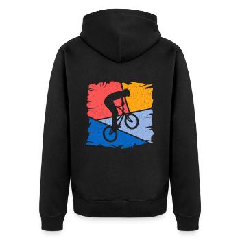 BMX Rider Stunts Bike Tricks BMX - Unisex Premium Organic Zip Hoodie - black - Back - Nico (187cm)
