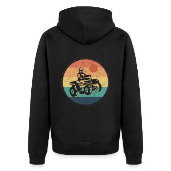 Quad Driver Retro Design Offroad Quad Driver ATV - Unisex Premium Organic Zip Hoodie - black - Back - Nico (187cm)