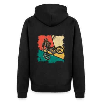 Mountain Bike Mountain Biker Downhill Bike - Unisex Premium Organic Zip Hoodie - black - Back - Nico (187cm)