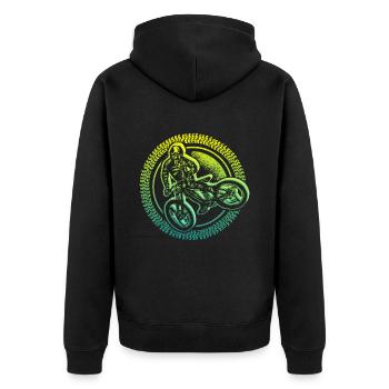 Mountain Bike Downhill Cyclist Mountain Bike - Unisex Premium Organic Zip Hoodie - black - Back - Nico (187cm)