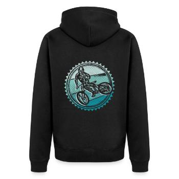 Mountainbike Fahrrad Design Mountain Bike - Unisex Premium Bio Zip Hoodie - Schwarz - Hinten - Nico (187cm)