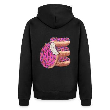 Donut Stapel pink lecker naschen - Unisex Premium Bio Zip Hoodie - Schwarz - Hinten - Nico (187cm)