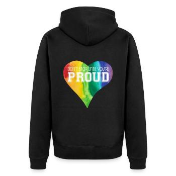NE VOUS ARRÊTEZ PAS TANT QUE VOUS N’ÊTES PAS FIER Cœur LGBTQ+ Coloré - Veste à capuche bio Premium Unisexe - noir - Dos - Nico (187cm)