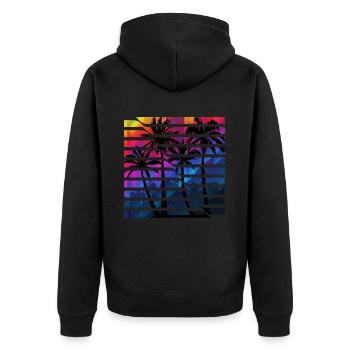 City Summer T Shirt - Unisex Premium Organic Zip Hoodie - black - Back - Nico (187cm)