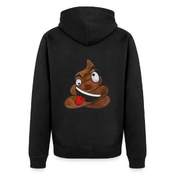 Kackhaufen Bullshit verrückte Kacke Scheiße Emoji - Unisex Premium Bio Zip Hoodie - Schwarz - Hinten - Nico (187cm)