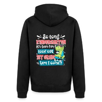 Ende des Kindergartens Schulanfangskind - Unisex Premium Bio Zip Hoodie - Schwarz - Hinten - Nico (187cm)