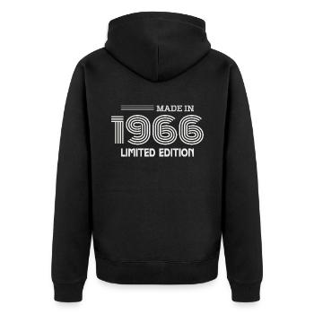 cadeau anniversaire 1966 idée cadeau 1966 - Veste à capuche bio Premium Unisexe - noir - Dos - Nico (187cm)