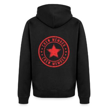 Crew Mitglied - Unisex Premium Bio Zip Hoodie - Schwarz - Hinten - Nico (187cm)