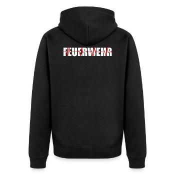 fire Department - Unisex Premium Organic Zip Hoodie - black - Back - Nico (187cm)