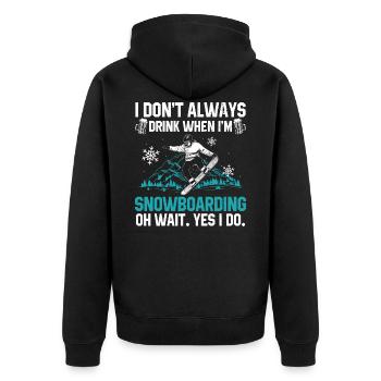 Snowboard - Unisex Premium Bio Zip Hoodie - Schwarz - Hinten - Nico (187cm)