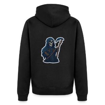 Sensenmann-Totenkopf-Halloween - Unisex Premium Bio Zip Hoodie - Schwarz - Hinten - Nico (187cm)