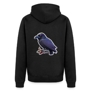 Crow - Unisex Premium Organic Zip Hoodie - black - Back - Nico (187cm)